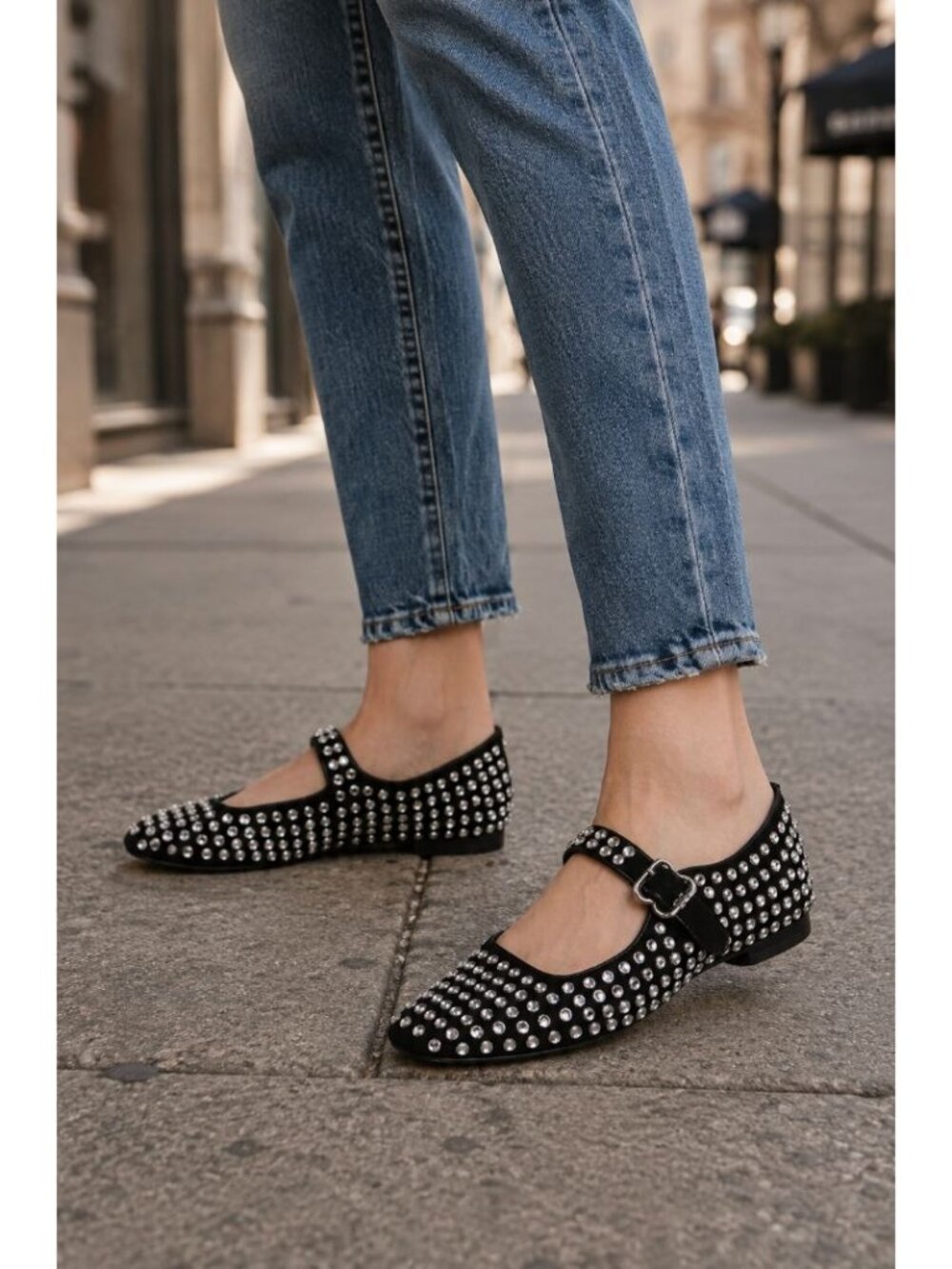 Sam Edelman Michaela Gem Flats Black Suede Rhinestone Jewel Stud Size 7.5 Indie
